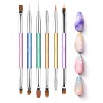 Beetles 6 Pcs Gel Nail Art Brushes Set Gel Polish Design Pen Painting Tools with Flat Brush Oval Brush French Brush Gradient Brush Liner Brushes and Nail Dotting Pen Salon DIY at Home Manicure