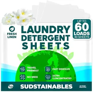 Laundry Detergent Sheets (60 Loads) - Eco Friendly Laundry Soap Detergent Strips I Eco Friendly, Zero Waste, Plastic Free, Travel friendly Planet Friendly 30 Sheets - Fresh Linen - Laundry Sheets