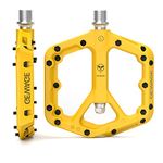 Mountain Bike Pedals - 9/16" Nylon Fiber Bicycle Flat Pedals -Bicycle Platform Pedals for Road Mountain BMX MTB Bike (Yellow)