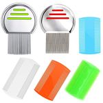 6 PCS Lice Combs, Hair Nit Comb Double Sided Comb Metal Teeth Comb Plastic Fine Tooth Head Lice Vacuum Combs Stainless Steel Metal Nit Comb for Kids Adults Pets Long Hair …