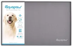 Aquapaw 1-Pack Non-Slip Pet Feeding Mat | Medium - 19" x 12" | Waterproof Eating Surface, Dishwasher Safe & Easy to Clean | Raised Edges to Contain Spills | Pet Food & Water Mat | Grey