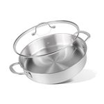 Stainless Steel Cooking Pot – Induction Hob Stockpot with Glass Lid – Oven Safe Non Stick Shallow Casserole – 28cm