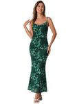 Allegra K Women's Mesh Floral Sleeveless Bodycon Cocktail Maxi Dress Dark Green Large