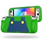 KENOBEE Silicone Case Compatible with Nintendo Switch OLED Model 2021, Soft Lightweight Ergonomic Grip Protective Cover with Shock-Absorption & Anti-Scratch Design for Switch OLED 7.0", Green