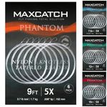 Maxcatch Fly Fishing Tapered Leader Line 6 Pack -Pre-Tied Loop- Tensile Strength- Abrasion Resistance- Low Memory 7.5ft/9ft/12ft/15ft, 0X-6X（7.5ft 4X(6pcs)）