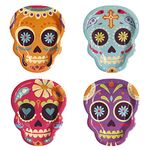 Crazy Night 48 Piece Day of the Dead Party Supplies Mexican Carnival Candy Skull Theme Party Tableware Set Halloween Day of the Dead Party Decorations Flowers Skull Day Supplies Set