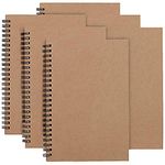 YANGTE A5 Sketchbook 6 Pack,Soft Cover Spiral Notebook Kraft Cover Blank Sketch Pad,100 Pages/ 50 Sheets White Cartridge Paper Perfect for Travel(Brown)