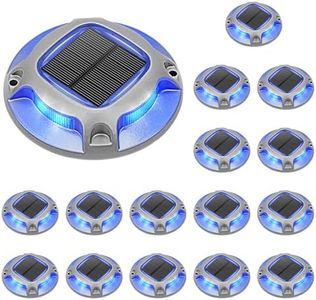 VOLISUN Solar Driveway Lights Dock Deck Lights 16 Pack,2 Colors in 1 Led IP67 Waterproof Outdoor Warning Step Lights for Driveway Sidewalk Pathway (White/Blue)