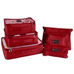 Vinsani Travel Organiser Packing Bags Set of 6 Packing Cubes Holiday Travelling Essentials Suitcase Luggage Storage Bags Multiuse Clothes Toiletries Carry On Compression Bags – Wine Red