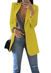 FLITAY Women’s Long Sleeve Plus Size Lapel Blazer Loose Fit Open Front Blazer Suits Yellow L