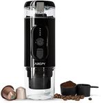 AROPY Electric Mini Espresso Machine – Portable Mini Coffee Maker Compatible with Ground Coffee and Espresso Capsules – Compact Espresso Maker for Hiking, Camping, Travel – Fast Heating System and Auto-Pour (Black)