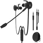 Wired Gaming Earphone with Adjustable Mic for PS4, Xbox, Laptop Computer, Cellphone, DLAND E-sport Earbuds with Portable Bags, Soft Design, Inline Controls for Hands-freeCalling. (Black)