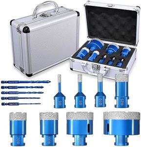 Diamond Core Hole Saw Kit & Carbide Drill Bits Set - 6-68mm Dry and Wet Cutting Tools for Ceramic Tile, Glass, Granite, Marble with M14 Threads, Anti-Slip Positioner & Storage Box -13 Pcs