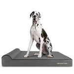 The Dog’s Bed – Orthopaedic Memory Foam Bed with Headrest, Waterproof Washable Cover, Anti-Slip Base, Calming Surface – CertiPUR-Certified Foam, Grey with Black Trim, XXL, 15cm Thick
