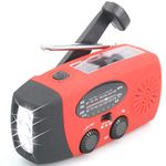 【Aivica-088】 7400mWh NOAA Weather Radio Emergency Radio Solar, Hand Crank, Type-C USB Charge AM/FM/NOAA Radio 3 LED Flashlight 2000mAh Smart Phone Charger Power Bank(Red)