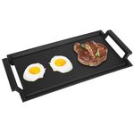 Stove Top Griddle, Nonstick Double Burner Griddles Hot Plate, Cast Iron Pancake Pot Pan for Stovetop, Oven, Grill & Campfire, 17 x 9 Inch Flat Griddle with Handles for Outdoor/Camping