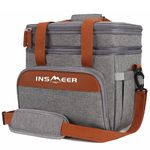 INSMEER Large Expandable Lunch Bags, 30Can/20L Tactical Bag, Insulated Lunch Box for Men, Lunch Cooler Bag for Heavy Duty 2 Layers Leakproof Lunch Kit for Women Work Picnic Travel-Gray