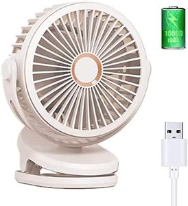 Portable Mini Clip on Fan Rechargeable, 10000mAh USB Rechargeable Battery Operated, Personal Small Desk Fan with 3 Speed & 270° Rotate for Bedroom Home Room Stroller Table Camping