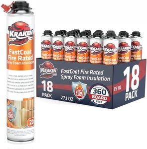 Kraken Bond Fastcoat Fire Rated Spray Foam Insulation Closed Cell in a Can 360 sq ft (18x27.1 oz.) - Wide Polyurethane Spray Foam for Garage Door, Attic, Wall Gun & Cleaner Not Included, 18 Pack