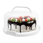 Cake Carrier with Lid and Handle, BPA-Free Cake Container Round Cake Holder for 10 Inch Cake, Portable Cake Stand Cupcake Carrier for Transporting Cheesecake, Pie, Fruit, Party Snacks - White