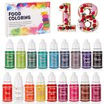 Food Colouring Liquid Set,18 Colors x 10ml Food Grade Food Dye Edible Vibrant Concentrated Liquid Colour for Cake Decorating,Baking,Easter Egg,Icing,Fondant,Cookies,Macaron,Slime Making DIY Crafts Kit