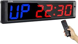 Jhering LED Interval Training Timer, Gym Timer, Count Down/Up Clock, Stopwatch, Workout Timer with Remote for Home Gym Fitness Tabata 4" 6 Digits(Blue/Red)