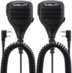 global-ptt 2-Pack Handheld Speaker Microphone – Premium Commercial Grade Heavy Duty Shoulder Mic Compatible G0 G5, Rapid Radios, Rocky Talkie, Kenwood Samcom Radios, etc (K-Plug)
