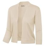 GRACE KARIN Summer 3/4 Sleeve Cardigan for Women Cropped Cardigan Elegant Lightweight Open Front Knit Shrug Sweater Apricot S