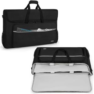 LASUK 27"-32" Monitor Carrying Case, Foldable Padded Nylon Transporting Screens, Monitors, Laptop and TVs, Transport Carrying Bag, Black