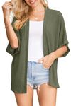 STYLEWORD Womens Summer Kimonos Cardigan Sweaters Trendy 2024 Lightweights Plus Size Open Front Cardigans Coverup(Army Green-L)