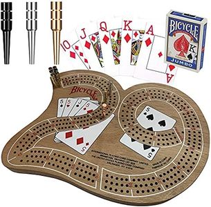 Official Bicycle Cribbage Board Game Set 29 with Bicycle Playing Cards and 9 Premium Metal Crib Pegs