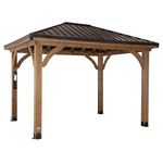 Backyard Discovery Barrington Gazebo | Shelter For Garden, Patio, Veranda, Wooden Frame, Heavy Duty Steel Roof, All Weather Hard Top Gazebos, 100% Cedar Wood | 3.7m x 3.1m (12ft x 10ft)