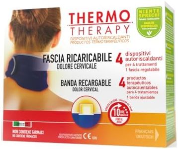 Thermo Therapy Fascia Ricaricabile per Dolori Cervicali, Non Contiene Farmaci, Durata del Calore fino a 10 Ore, Confezione con 1 Fascia Regolabile + 4 Dispositivi Terapeutici Autoriscaldanti