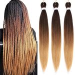 3 Packs Pre Stretched Braiding Hair 26 Inch Braiding Hair Natural Crochet Braid Hair Synthetic Hair Extensions for Women Hot Water Setting Professional Soft Yaki Texture (26 Inch,1B3027#)