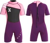 Kids Wet Suit Shorty Suits Girls 2.5mm Neoprene Shorty Wetsuit UV Protection Keep Warm Short Sleeve Wetsuits for Swimming Diving Scuba XXL Size 18813PK-2XL