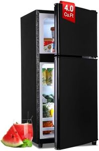 Mini Fridge with Freezer, 4.0 Cu. Ft. Double-Door Mini Refrigerator with 7-Level Adjustable Thermostat & Adjustable Glass Shelves, Compact Dorm Fridge 37 dB Low Noise for Bedroom, Apartment, Black