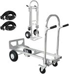 3 in 1 Convertible Hand Truck Dolly Cart with Wheels Heavy Duty/with 4 Wheels &Brakes /1000Lbs Load for Furniture/Electrical Appliance/Carton/Warehouse/Office /10 Minutes to Install as Video