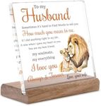 Gifts for Husband from Wife Lion Themed Loving Acrylic Plaque Gifts - Romantic Birthday Gifts for Husband Home Office Desk Decorations, Christmas, Wedding Anniversary, Valentine's Day and Father's Day