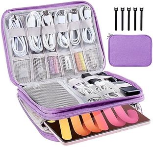 CNPOP Electronics Organizer,Travel Cable Organizer Bag,Water Resistant Double Layers Pouch for Cable,Cord,iPhone,iPad Mini,Gift for Men Electronic Accessories Storage Case with 5 Cable Ties,Purple