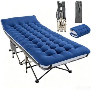 Yaheetech Folding Camping Cot Portable Outdoor Bed for Adults w/Mat & Storage Bag & Carry Bag, Heavy Duty Cots for Outdoor Travel & Office/Home Nap Gray Cot/Blue Pad
