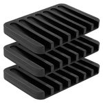 3Pack Silicone Soap Dish Tray Saver Holder Drainer Shower for Bathroom/Kitchen, Keep Bars Dry Easy Cleaning, Black