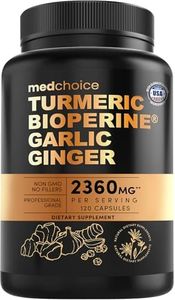 4-in-1 Turmeric and Garlic Supplements with Bioperine 2360 mg (120 ct) Turmeric Ginger Root Capsules with Garlic - Turmeric Curcumin with Black Pepper for Joint, Digestion & Immune Support (Pack of 1)