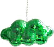 Disco Ball Cloud Shaped, Cute Hanging Party Mirror Decor with Chain, Retro Light Reflective Ball for Party Home Decor, Disco Mirror Ornaments, Design Patent, Green
