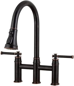 Oil Rubbed Bronze Bridge Kitchen Faucet with Pull-Down Sprayer, Lava Odoro Transitional Kitchen Sink Faucet 3 Hole Spot-Resistant, Lead-Free, KF501-ORB