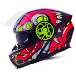 Steelbird SBH-40 Octopus ISI Certified Full Face Graphic Helmet for Men and Women with Inner Smoke Sun Shield (Large 600 MM, Glossy Black Chrome Red)