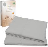 California Design Den 100% Organic Cotton Pillow Cases Standard Size/Queen Size Set of 2, Authentic GOTS Certified, Soft & Cooling, Percale Weave Cotton Pillowcases (Light Grey)