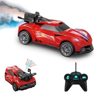 Pup Go Remote Control Racing Car for Kids 3+ with Stunt Mist Spray and LED Lights, 1:20 Scale 10 mph High Speed Rechargeable RC Car, Xmas Gift Toy Vehicle 3 4 5 6 7 8 9 Year Old Boys Girls, Red