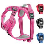 Elite Paws® UK: Premium Metal Buckle Dog Harness, Strong, Safe, Padded, Comfortable, Adjustable, Reflective, Front/Back Lead Attachments, Soft Handle, Pet Walking Vest/Training Product (Pink, Medium)