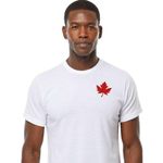 Mens Canada Day T-Shirt, Custom Handmade Maple Leaf Tshirt for Men, Minimalist Canada Shirt L1, White (L)