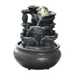 Generic Indoor Waterfall Fountain Tabletop Fountain Water Pump Decoration Water Fountain with Scene Light for Housewarming Farmhouse, Style F